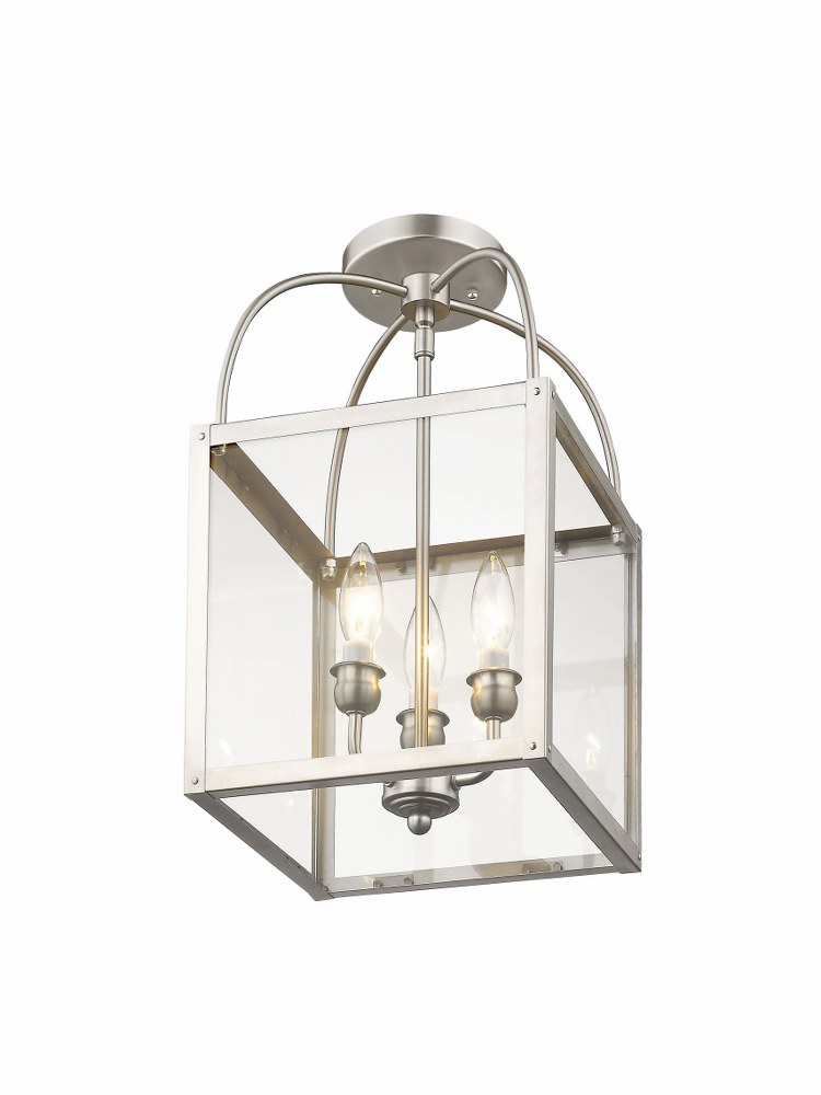 Livex Lighting-4037-91-Milford - 3 Light Convertible Mini Pendant in Milford Style - 10 Inches wide by 17 Inches high Brushed Nickel  Bronze Finish with Clear Glass