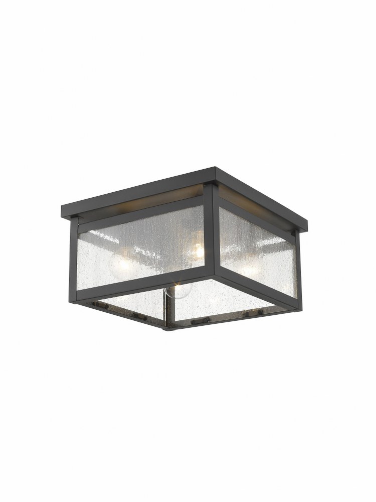 Livex Lighting-4052-07-Milford - 4 Light Flush Mount in Milford Style - 11 Inches wide by 6 Inches high   Bronze Finish with Clear Seeded Glass