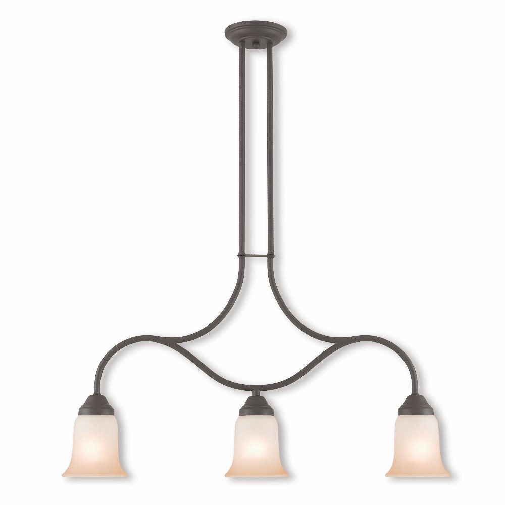 Livex Lighting-40704-07-Karysa - Three Light Linear Chandelier in Karysa Style - 5.5 Inches wide by 18 Inches high   Bronze Finish with Hand Applied Sunrise Marble Glass