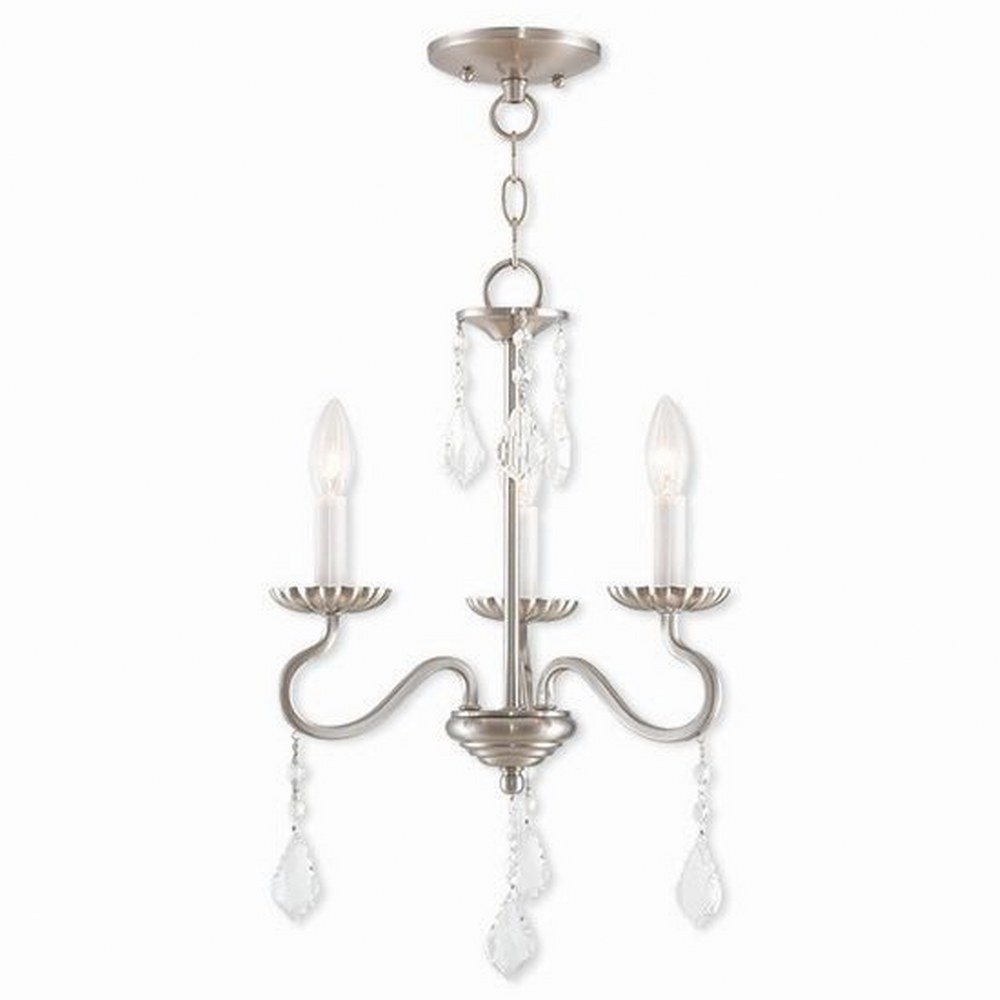 Livex Lighting-40773-91-Callisto - 3 Light Mini Chandelier in Callisto Style - 14 Inches wide by 19 Inches high Brushed Nickel  English Bronze Finish