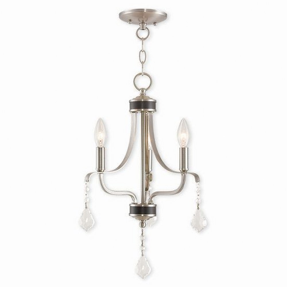 Livex Lighting-40783-91-Laurel - 3 Light Mini Chandelier in Laurel Style - 13 Inches wide by 20 Inches high Brushed Nickel  English Bronze Finish