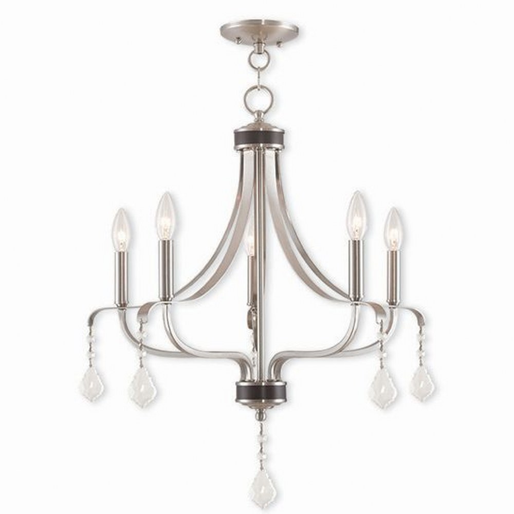 Livex Lighting-40785-91-Laurel - 5 Light Chandelier in Laurel Style - 24 Inches wide by 26.5 Inches high Brushed Nickel  English Bronze Finish