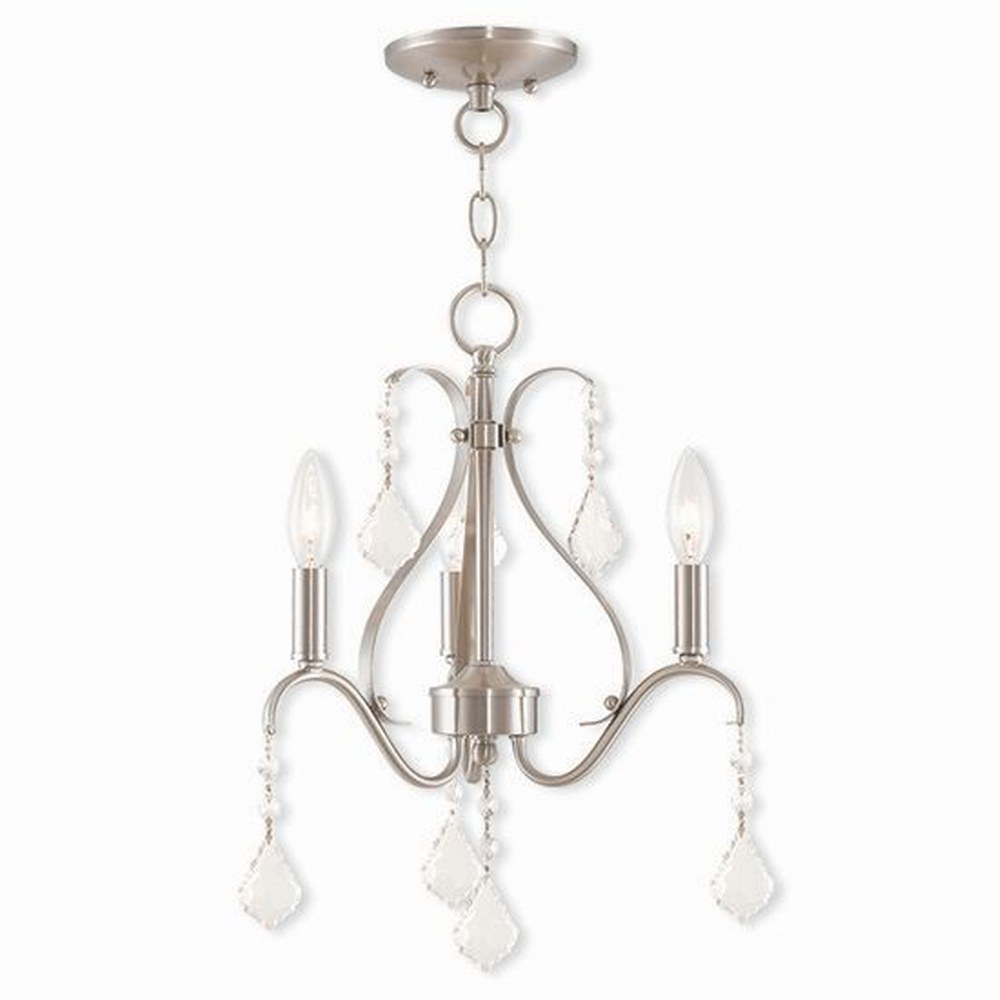 Livex Lighting-40843-91-Caterina - 3 Light Chandelier in Caterina Style - 13 Inches wide by 17 Inches high Brushed Nickel  English Bronze Finish