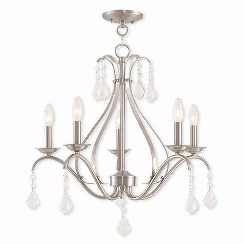 Livex Lighting-40845-91-Caterina - 5 Light Chandelier in Caterina Style - 24 Inches wide by 23.25 Inches high Brushed Nickel  English Bronze Finish