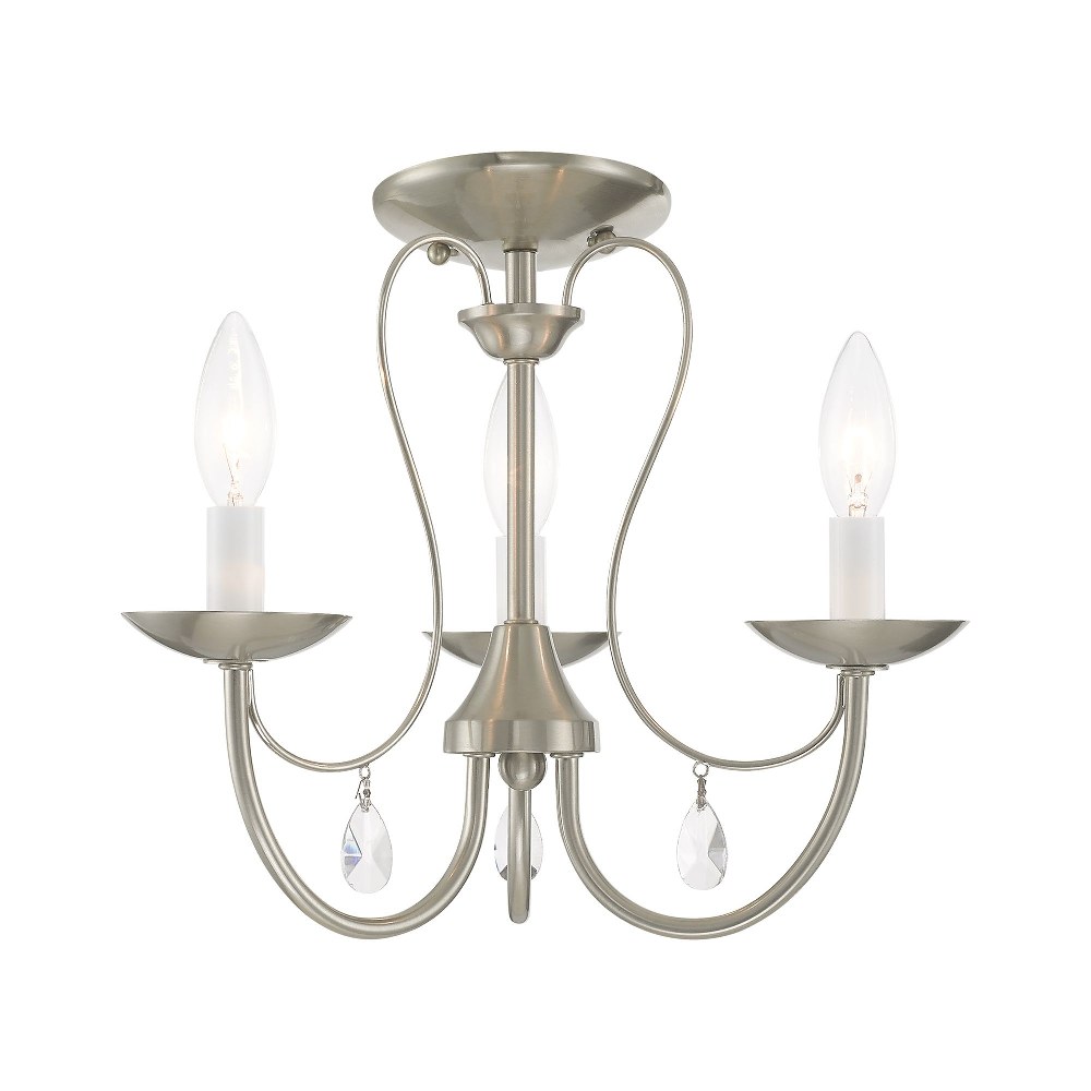 Livex Lighting-40863-91-Mirabella - 3 Light Chandelier in Mirabella Style - 14.5 Inches wide by 12.25 Inches high Brushed Nickel  English Bronze Finish