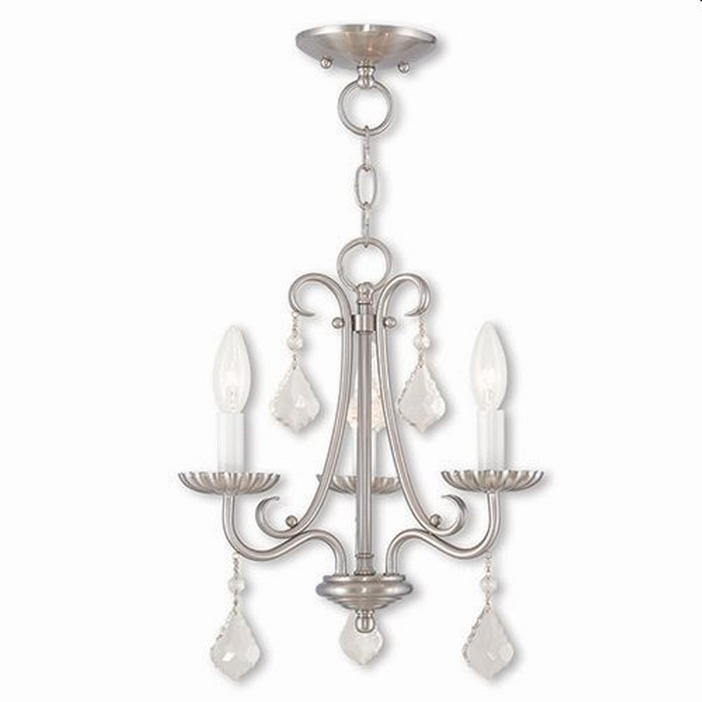 Livex Lighting-40873-91-Daphne - 3 Light Mini Chandelier in Daphne Style - 13.88 Inches wide by 14.88 Inches high Brushed Nickel  English Bronze Finish