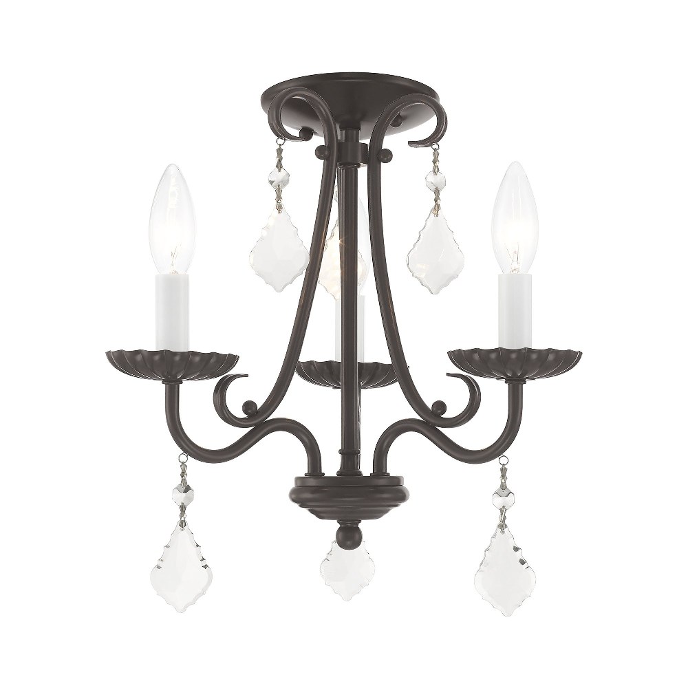 Livex Lighting-40873-92-Daphne - 3 Light Mini Chandelier in Daphne Style - 13.88 Inches wide by 14.88 Inches high English Bronze  English Bronze Finish