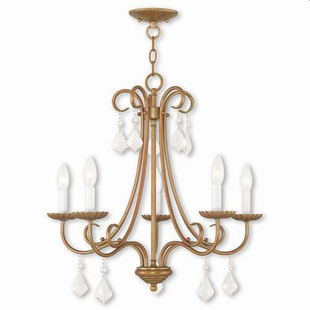 Livex Lighting-40875-48-Daphne - 5 Light Chandelier in Daphne Style - 24.75 Inches wide by 22.25 Inches high Antique Gold Leaf  English Bronze Finish