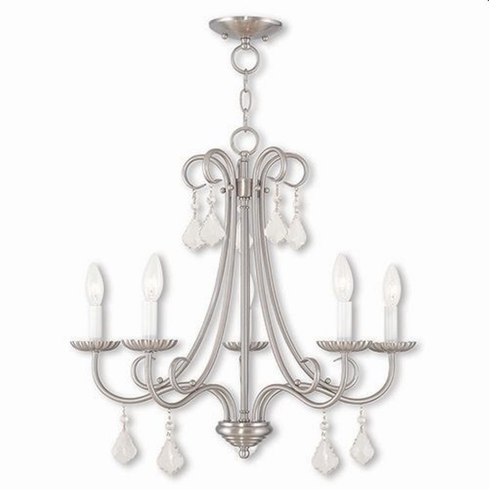 Livex Lighting-40875-91-Daphne - 5 Light Chandelier in Daphne Style - 24.75 Inches wide by 22.25 Inches high Brushed Nickel  English Bronze Finish