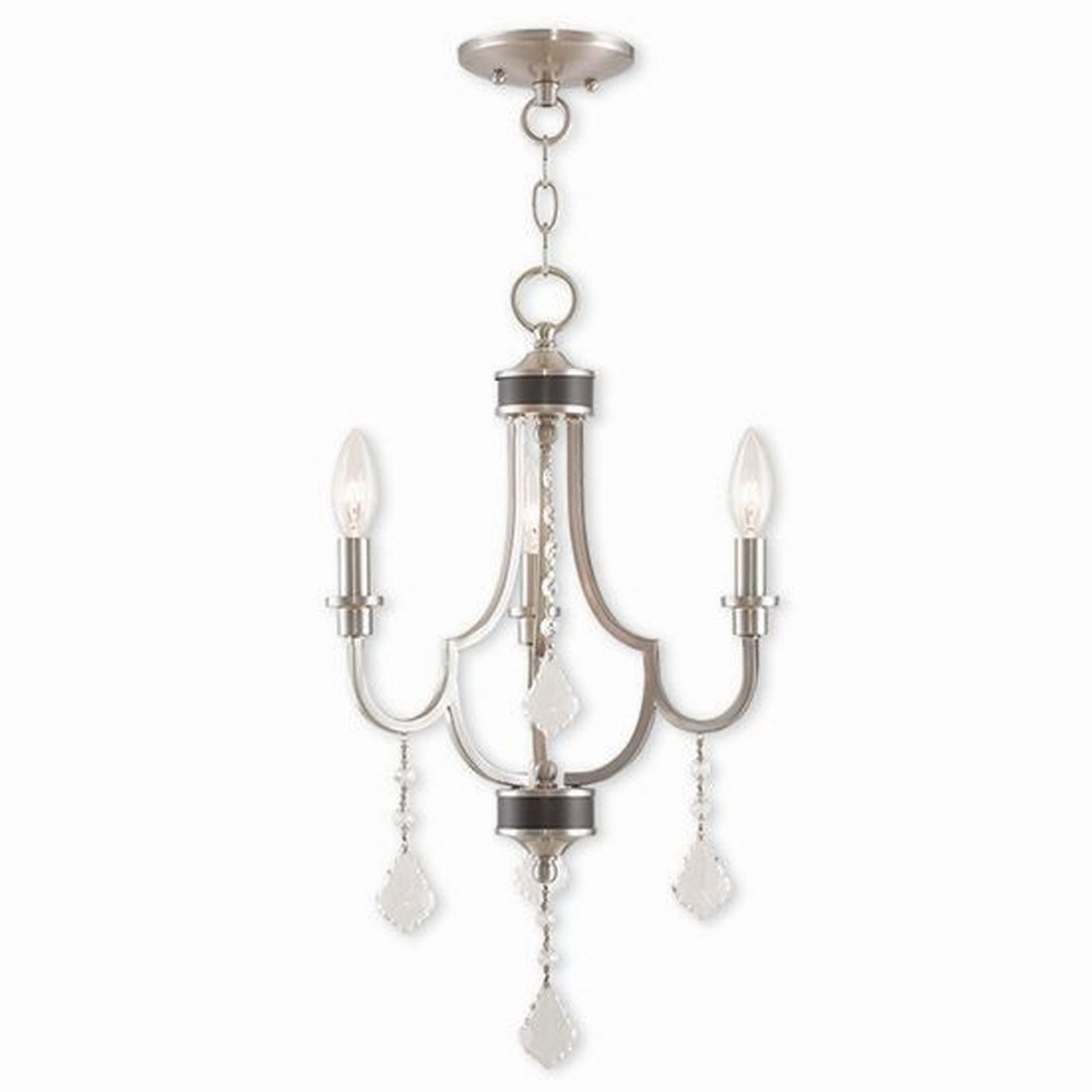 Livex Lighting-40883-91-Glendale - 3 Light Mini Chandelier in Glendale Style - 14 Inches wide by 22.25 Inches high Brushed Nickel  English Bronze Finish