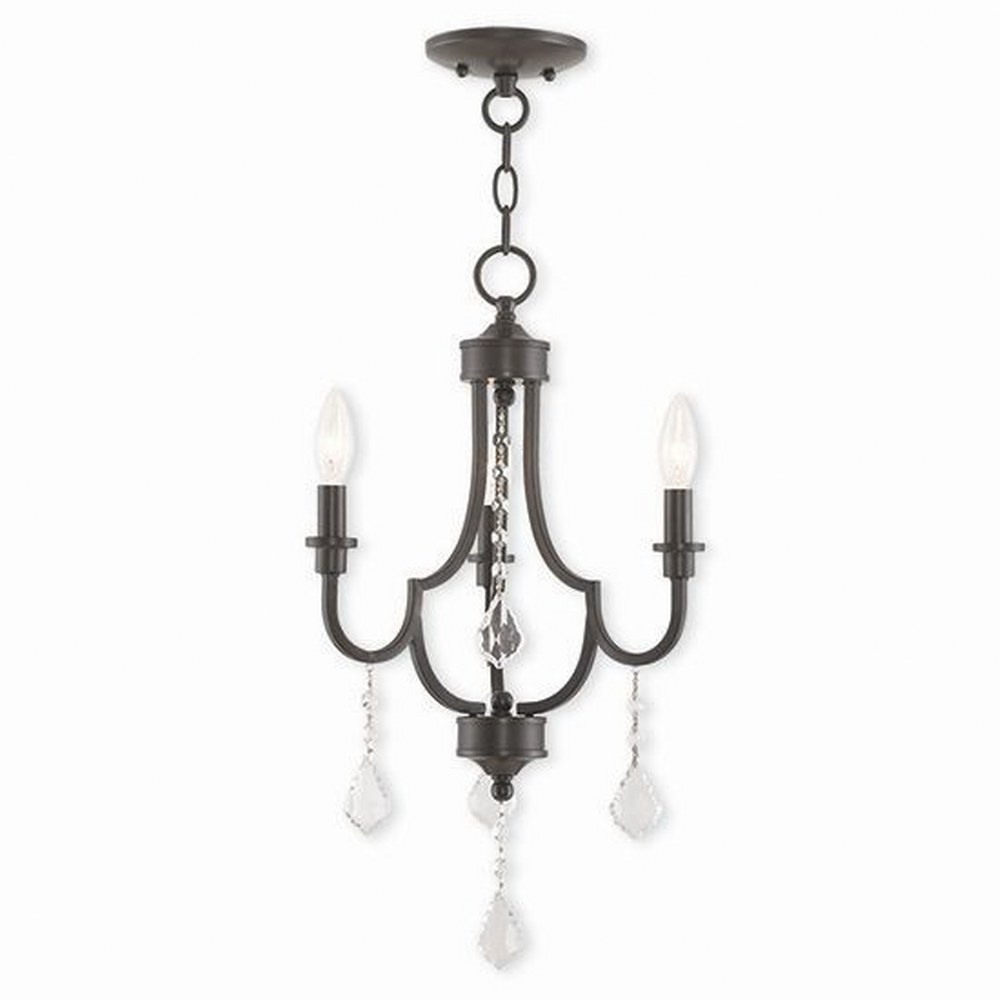 Livex Lighting-40883-92-Glendale - 3 Light Mini Chandelier in Glendale Style - 14 Inches wide by 22.25 Inches high English Bronze  English Bronze Finish