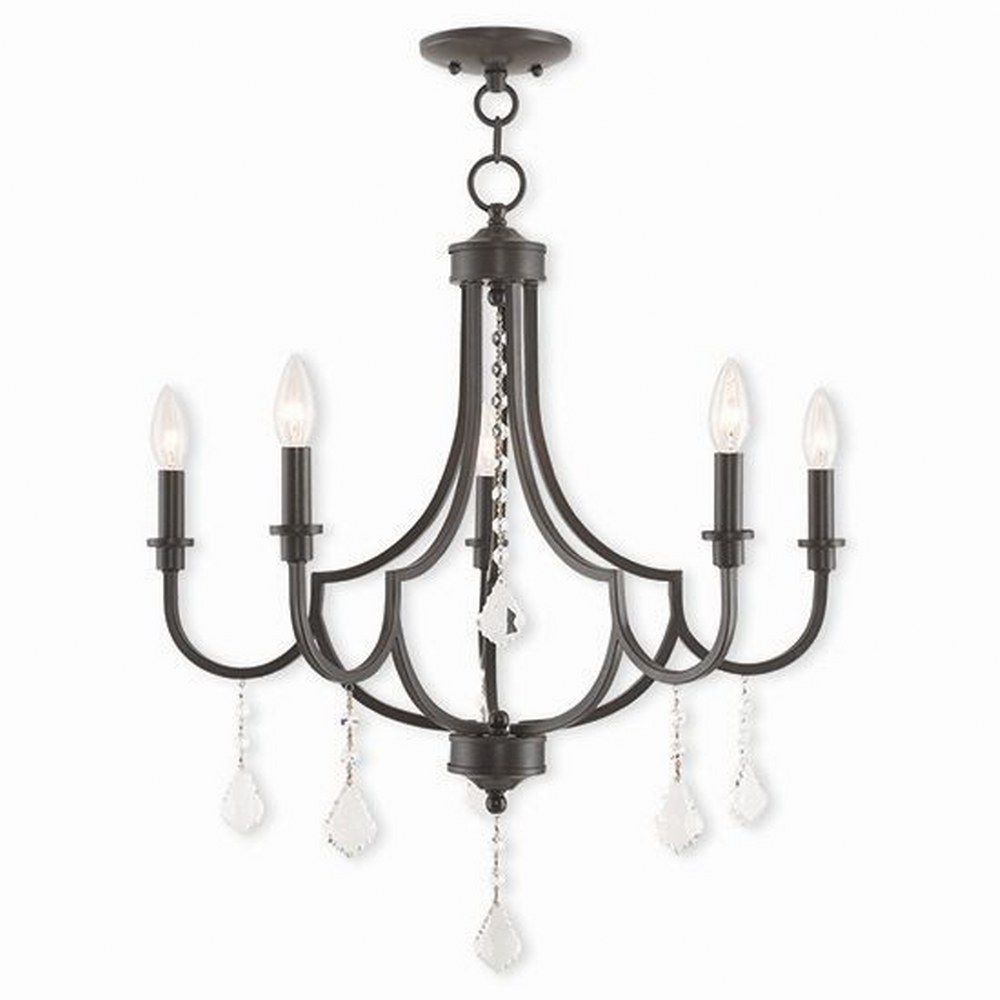 Livex Lighting-40885-92-Glendale - 5 Light Chandelier in Glendale Style - 25 Inches wide by 26.75 Inches high English Bronze  English Bronze Finish