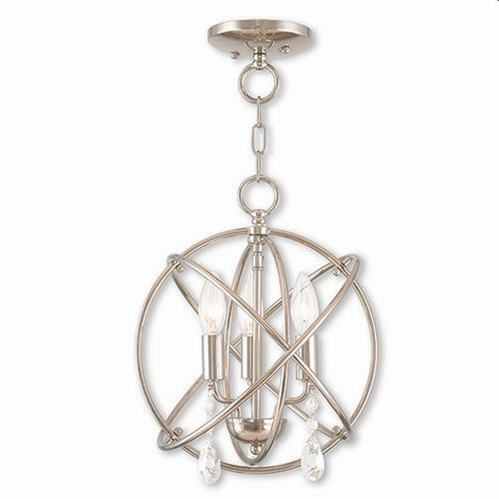 Livex Lighting-40903-35-Aria - 3 Light Convertible Mini Chandelier in Aria Style - 12.63 Inches wide by 14.25 Inches high Polished Nickel  English Bronze Finish