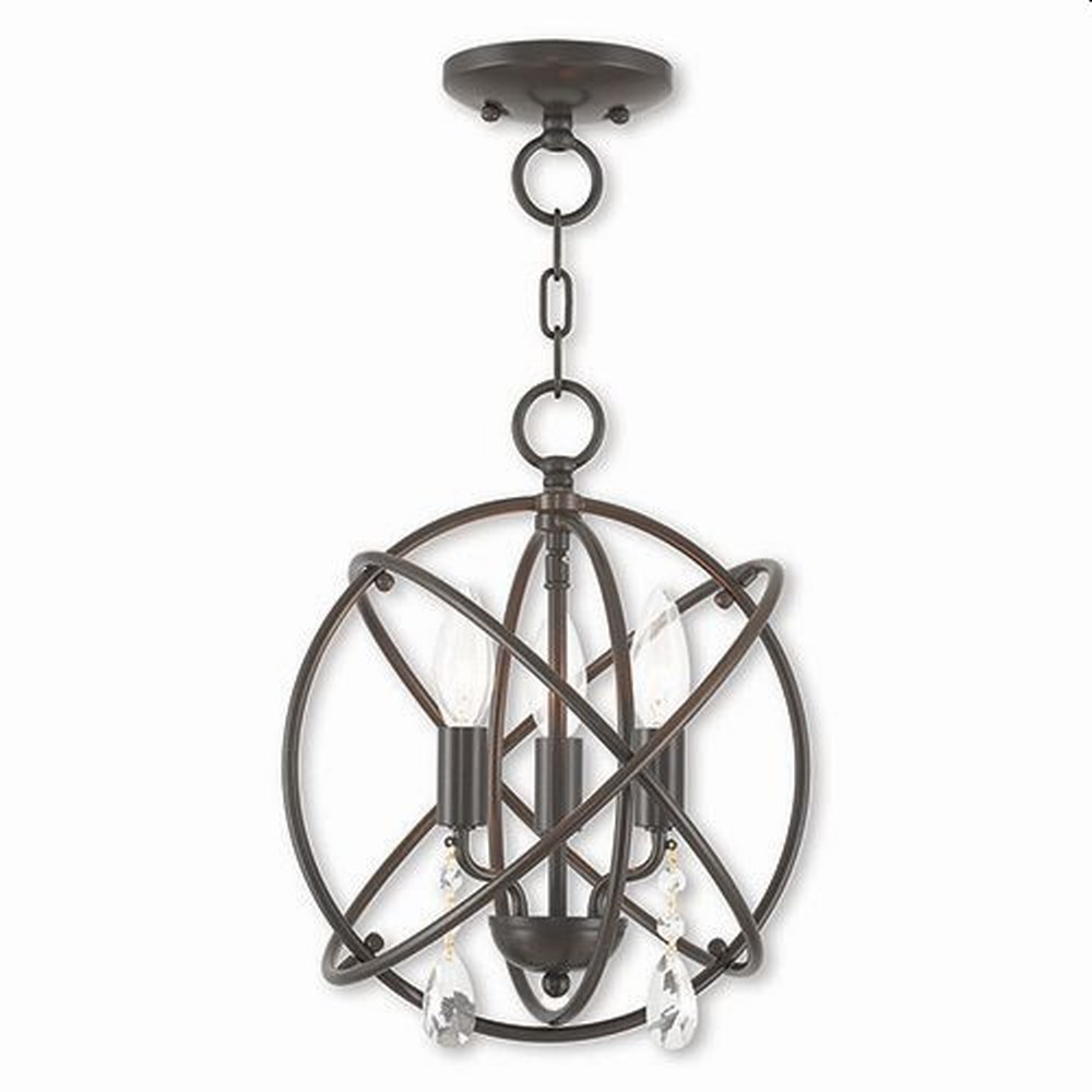 Livex Lighting-40903-92-Aria - 3 Light Convertible Mini Chandelier in Aria Style - 12.63 Inches wide by 14.25 Inches high English Bronze  English Bronze Finish