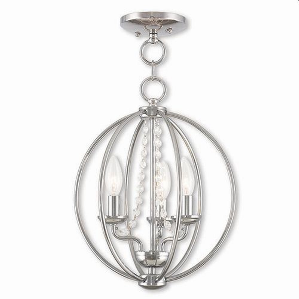 Livex Lighting-40913-05-Arabella - 3 Light Globe Convertible Mini Chandelier In Shabby Chic Style-15.5 Inches Tall and 12 Inches Wide Polished Chrome  English Bronze Finish