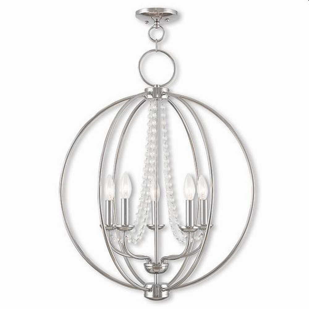 Livex Lighting-40915-05-Arabella - 5 Light Globe Chandelier In Shabby Chic Style-28.25 Inches Tall and 22 Inches Wide Polished Chrome  English Bronze Finish