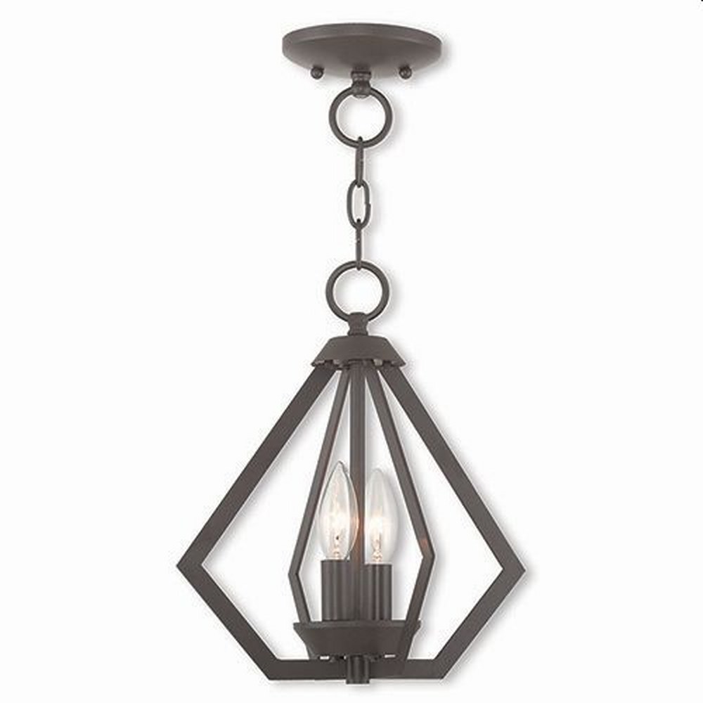 Livex Lighting-40922-07-Prism - 2 Light Convertible Mini Chandelier in Prism Style - 11.25 Inches wide by 11.75 Inches high Bronze  Brushed Nickel Finish