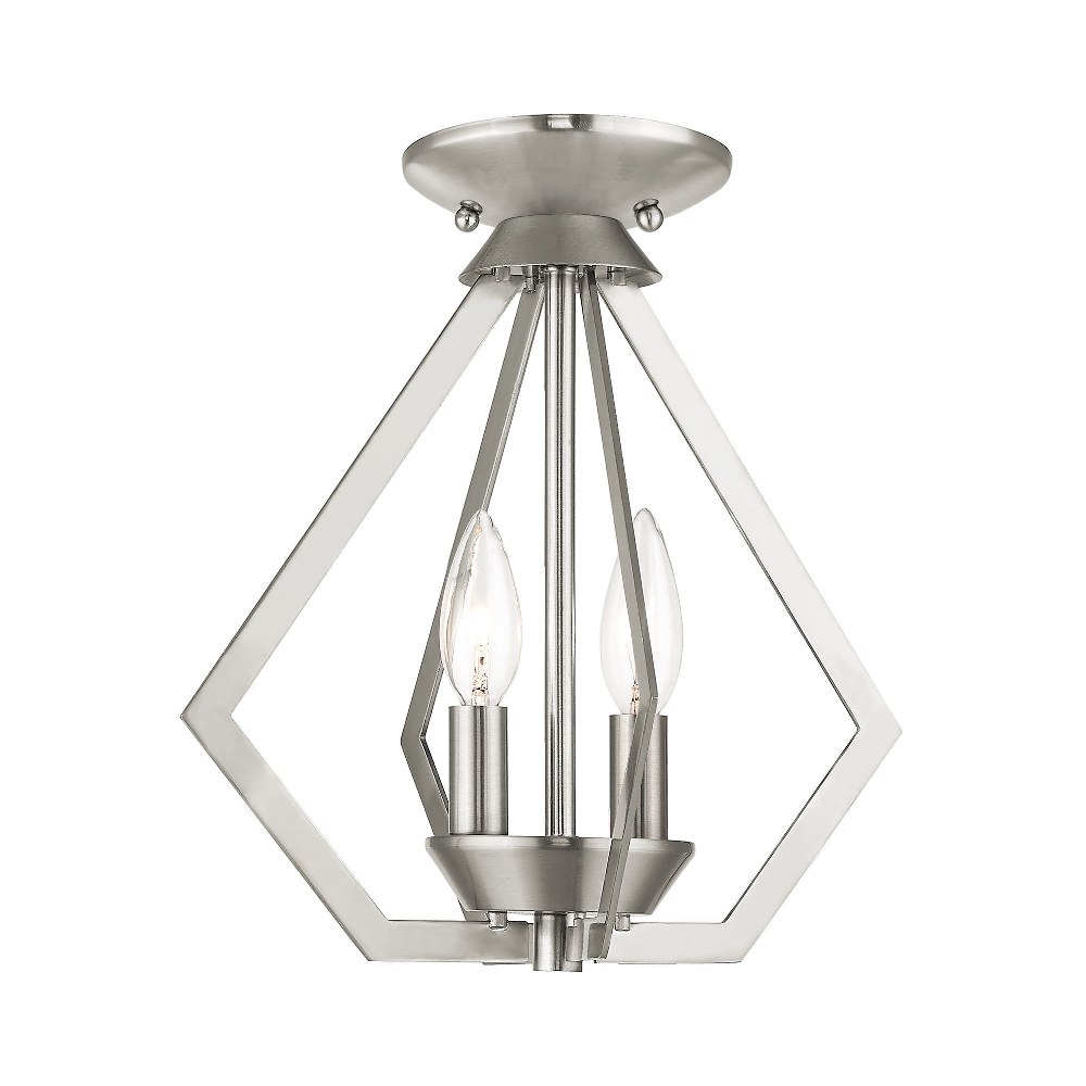 Livex Lighting-40922-91-Prism - 2 Light Convertible Mini Chandelier in Prism Style - 11.25 Inches wide by 11.75 Inches high Brushed Nickel  Brushed Nickel Finish