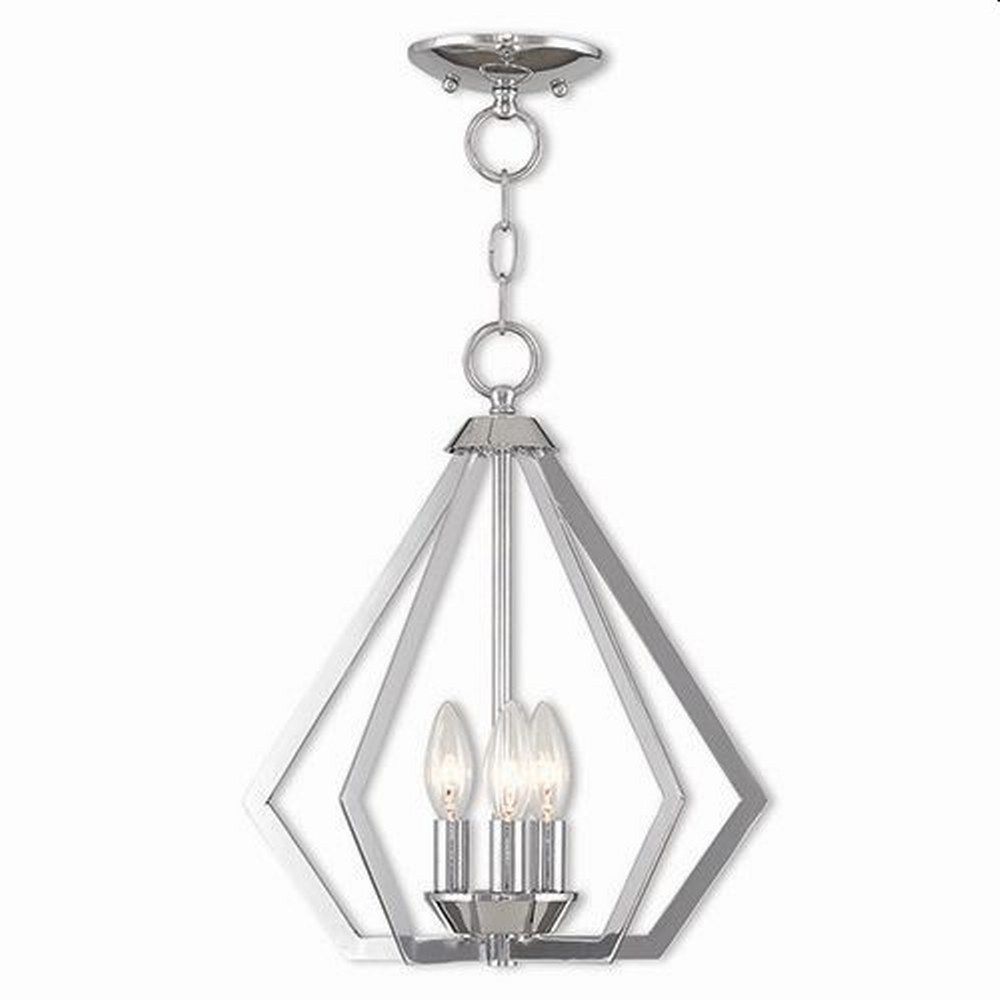 Livex Lighting-40923-05-Prism - 3 Light Convertible Mini Chandelier in Prism Style - 14 Inches wide by 14 Inches high Polished Chrome  Brushed Nickel Finish