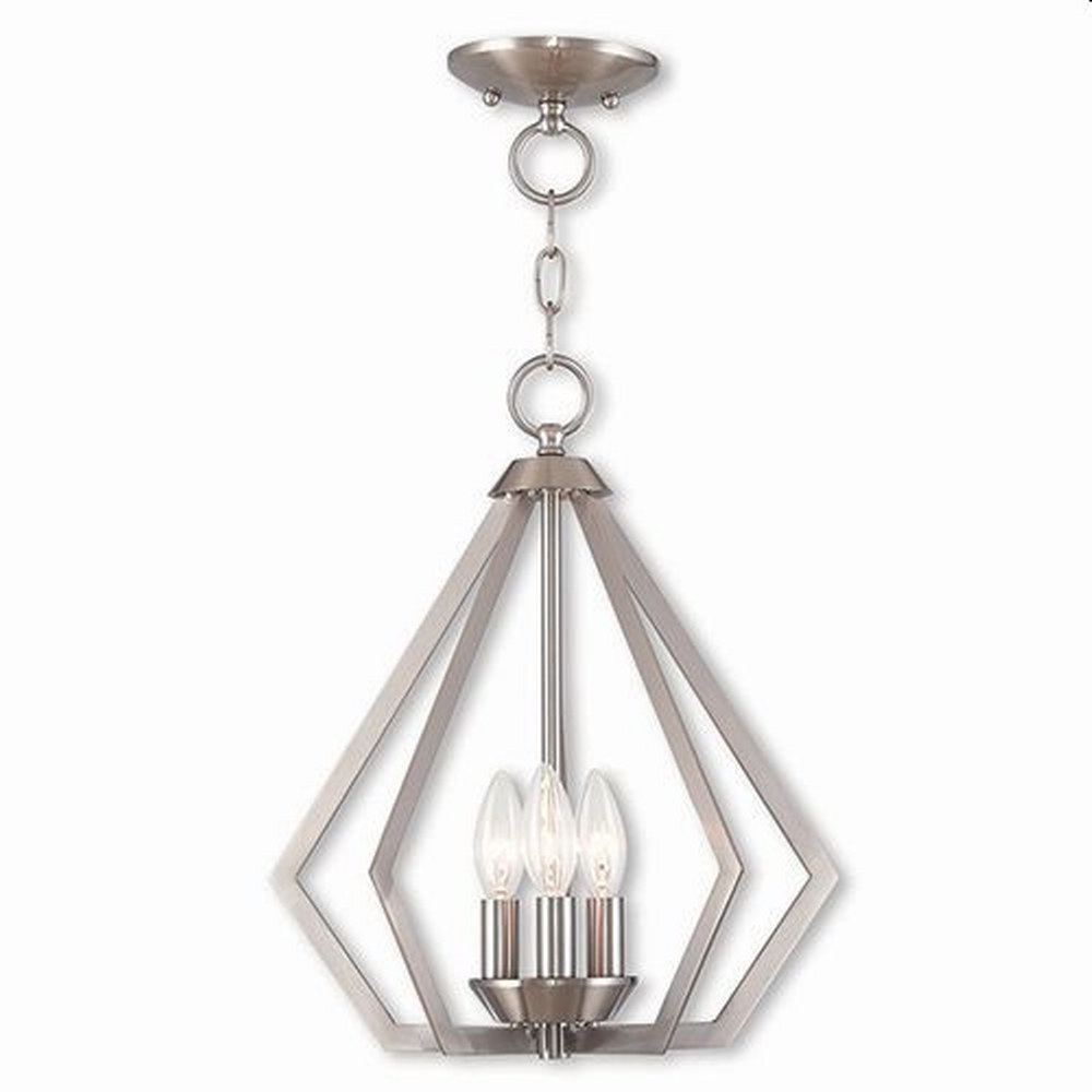 Livex Lighting-40923-91-Prism - 3 Light Convertible Mini Chandelier in Prism Style - 14 Inches wide by 14 Inches high Brushed Nickel  Brushed Nickel Finish