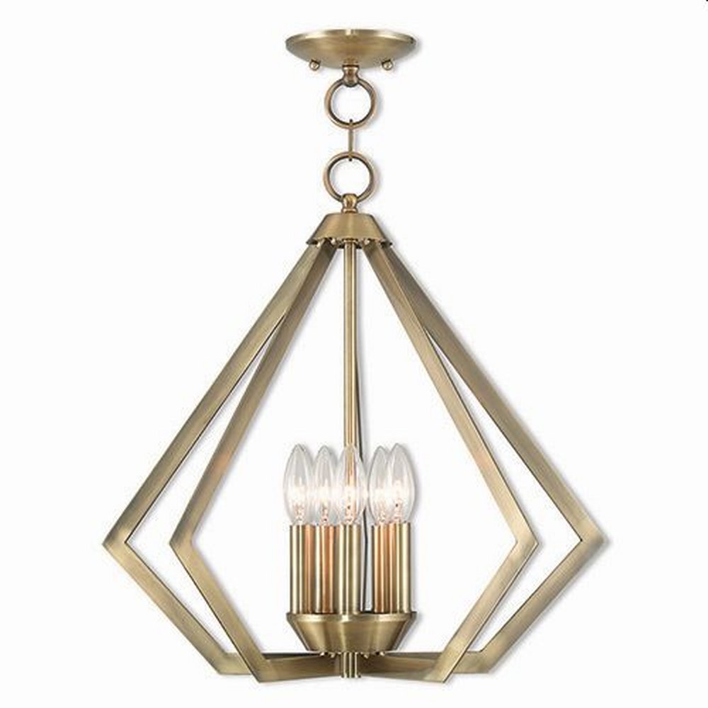 Livex Lighting-40925-01-Prism - 5 Light Chandelier in Prism Style - 20 Inches wide by 19.5 Inches high Antique Brass  Brushed Nickel Finish