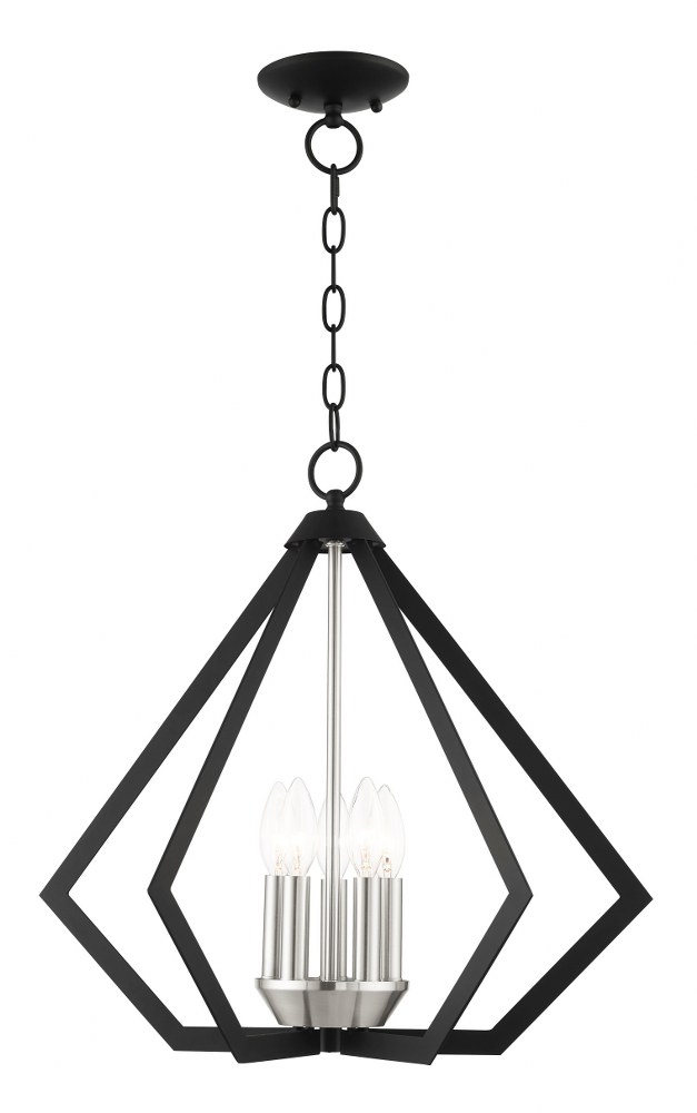 Livex Lighting-40925-04-Prism - 5 Light Chandelier in Prism Style - 20 Inches wide by 19.5 Inches high   Black/Brushed Nickel Finish