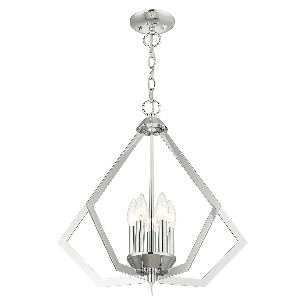 Livex Lighting-40925-05-Prism - 5 Light Chandelier in Prism Style - 20 Inches wide by 19.5 Inches high Polished Chrome  Brushed Nickel Finish