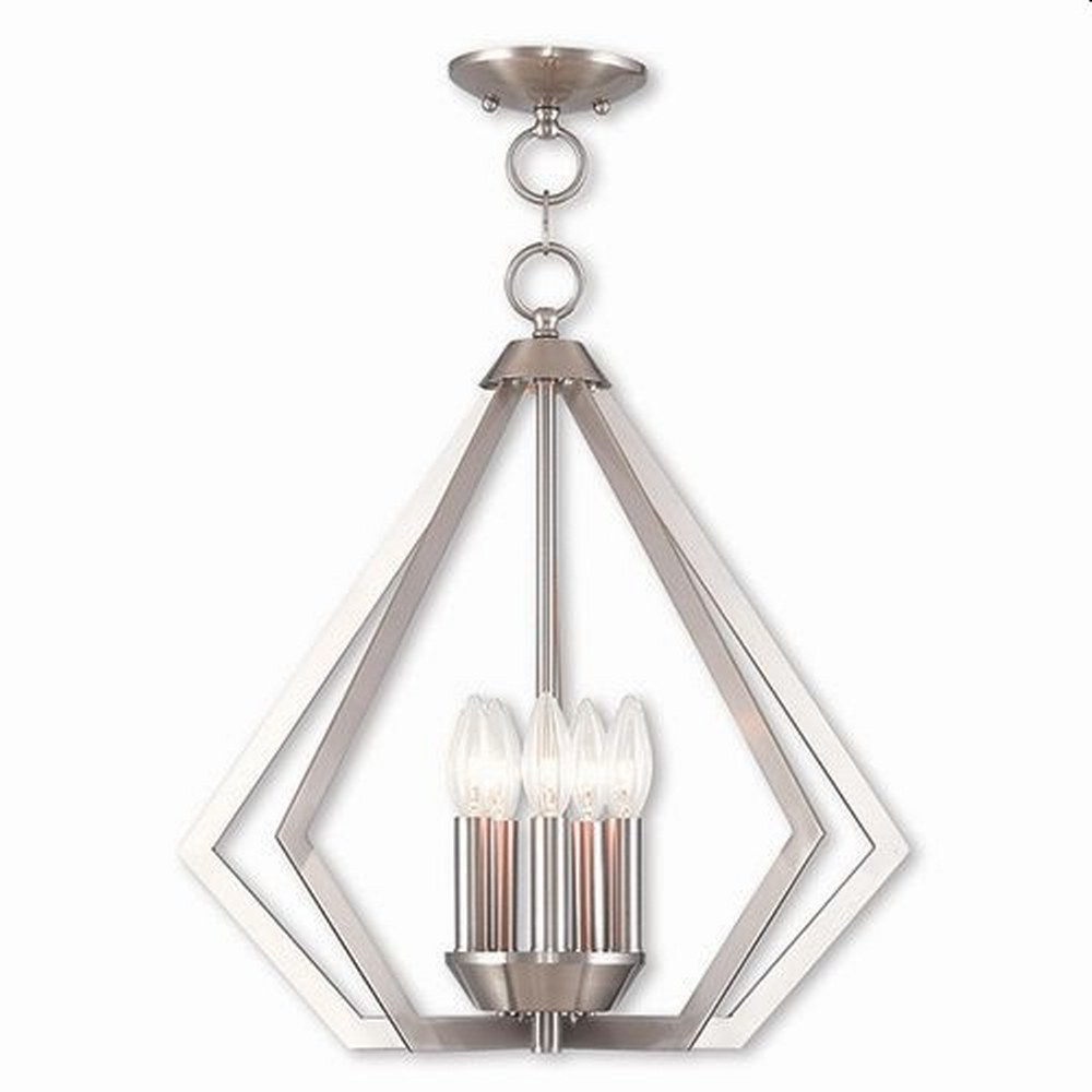 Livex Lighting-40925-91-Prism - 5 Light Chandelier in Prism Style - 20 Inches wide by 19.5 Inches high Brushed Nickel  Brushed Nickel Finish