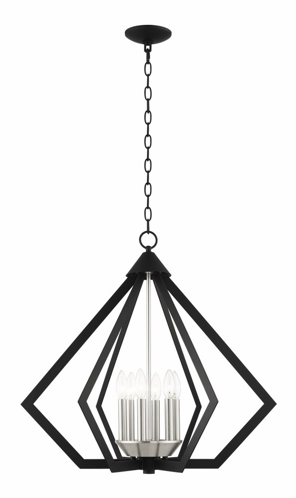 Livex Lighting-40926-04-Prism - 6 Light Chandelier in Prism Style - 26 Inches wide by 25 Inches high   Black/Brushed Nickel Finish