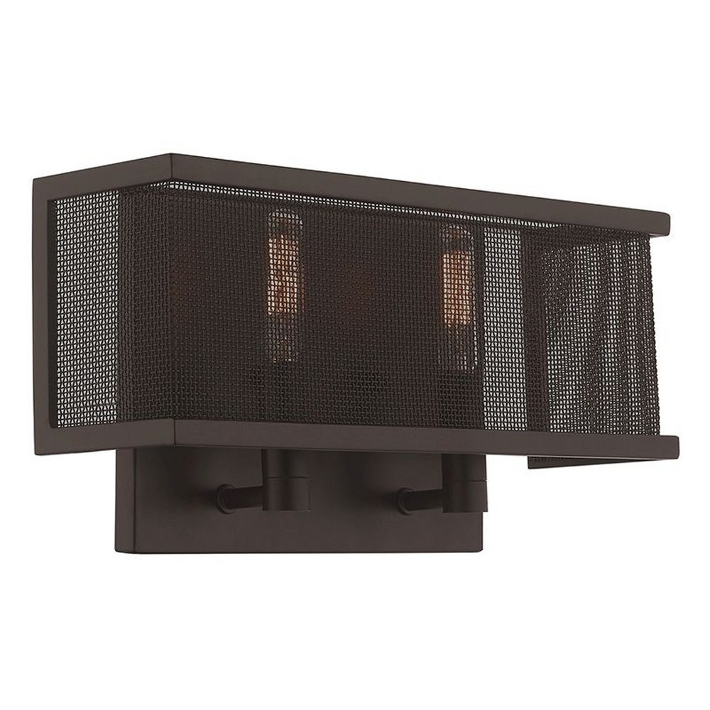 Livex Lighting-41208-07-Braddock - 2 Light ADA Wall Sconce in Braddock Style - 13 Inches wide by 6.75 Inches high Bronze Finish with Bronze Stainless Steel Mesh Shade