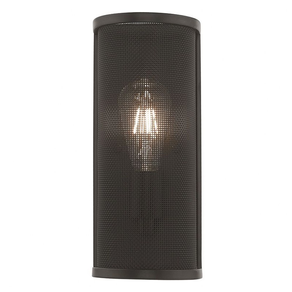 Livex Lighting-41209-07-Braddock - 1 Light ADA Wall Sconce in Braddock Style - 5 Inches wide by 12 Inches high Bronze Finish with Bronze Stainless Steel Mesh Shade