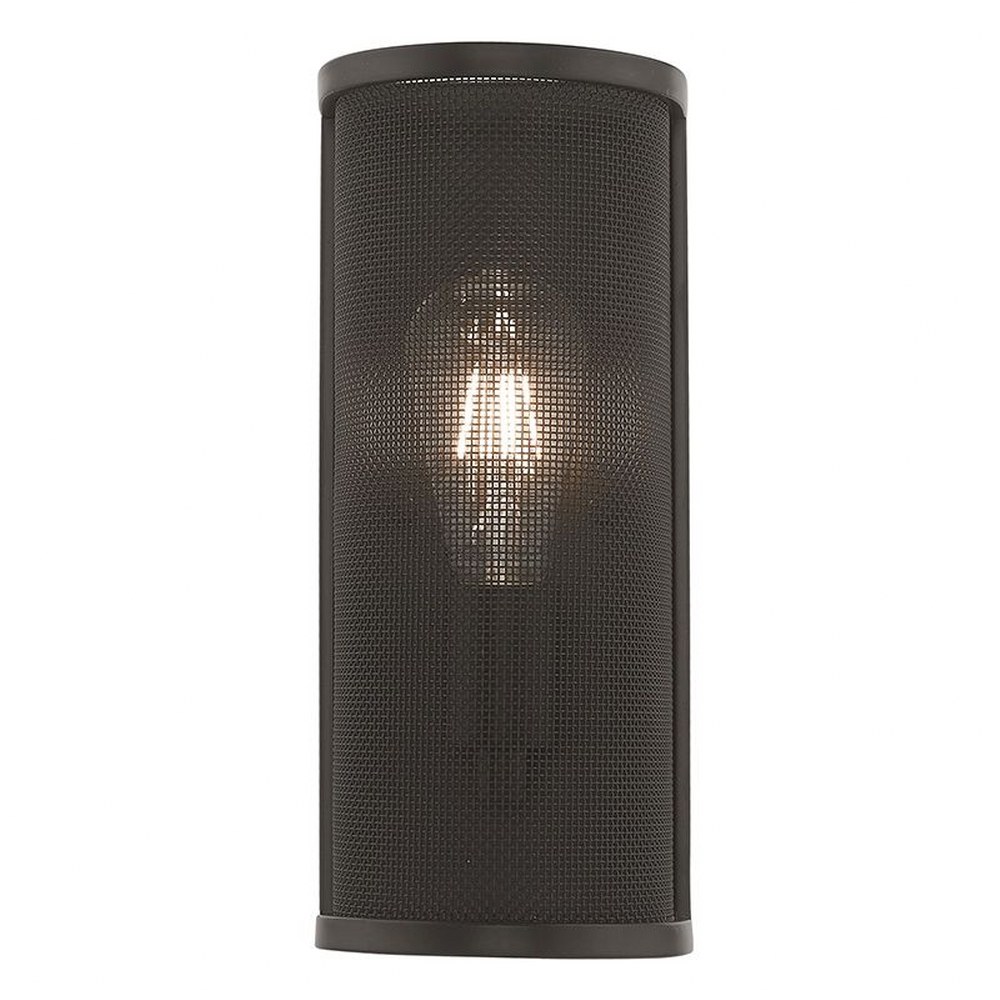 Livex Lighting-41209-07-Braddock - 1 Light ADA Wall Sconce in Braddock Style - 5 Inches wide by 12 Inches high   Bronze Finish with Bronze Stainless Steel Mesh Shade