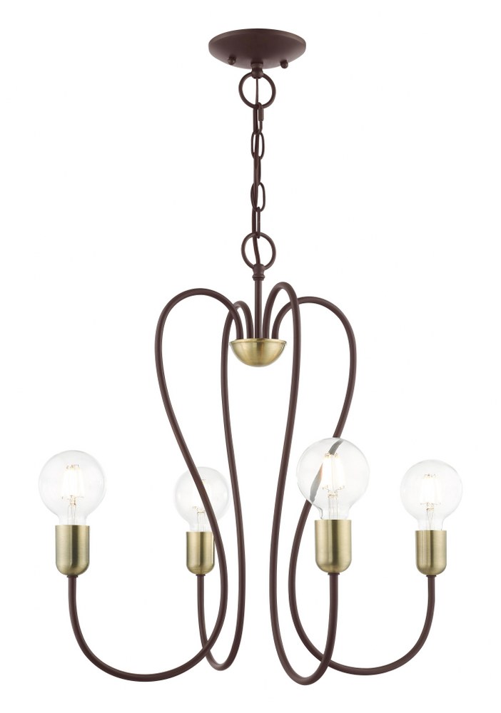 Livex Lighting-41364-07-Lucerne - 4 Light Chandelier in Lucerne Style - 20 Inches wide by 21.5 Inches high   Bronze/Antique Brass Finish