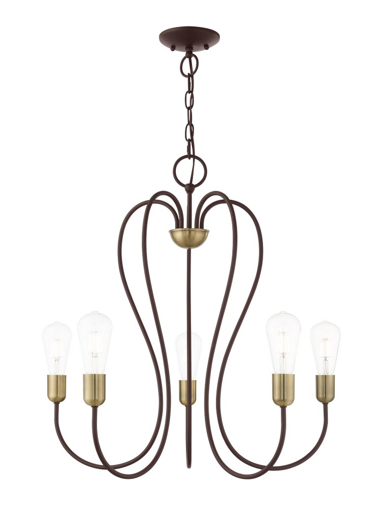 Livex Lighting-41365-07-Lucerne - 5 Light Chandelier in Lucerne Style - 24 Inches wide by 25 Inches high   Bronze/Antique Brass Finish