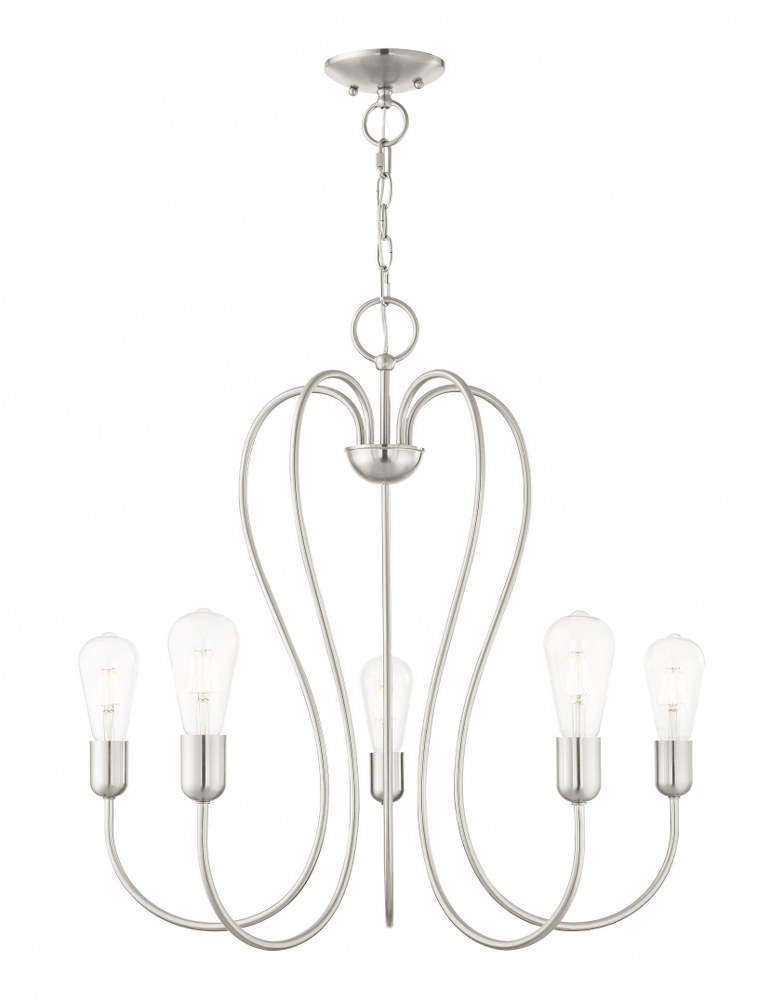 Livex Lighting-41365-91-Lucerne - 5 Light Chandelier in Lucerne Style - 24 Inches wide by 25 Inches high   Brushed Nickel Finish