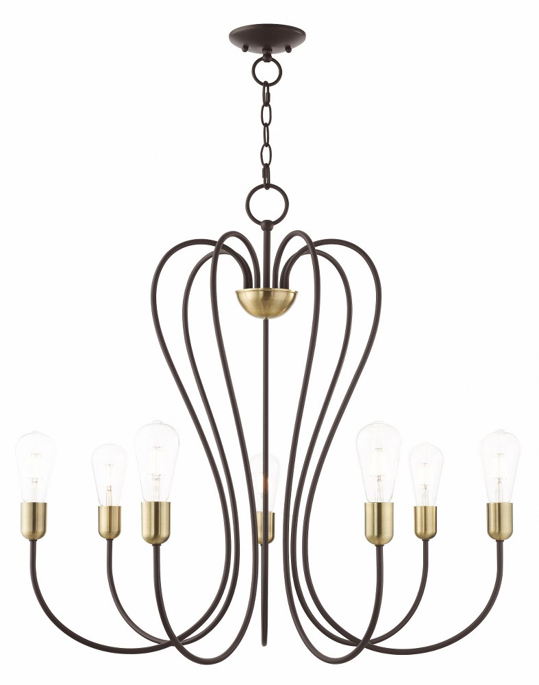 Livex Lighting-41367-07-Lucerne - 7 Light Chandelier in Lucerne Style - 30 Inches wide by 29.25 Inches high   Bronze/Antique Brass Finish