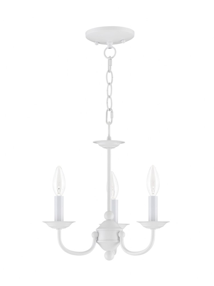 Livex Lighting-4153-03-Home Basics - 3 Light Mini Chandelier in Home Basics Style - 14 Inches wide by 14 Inches high White  Black Finish