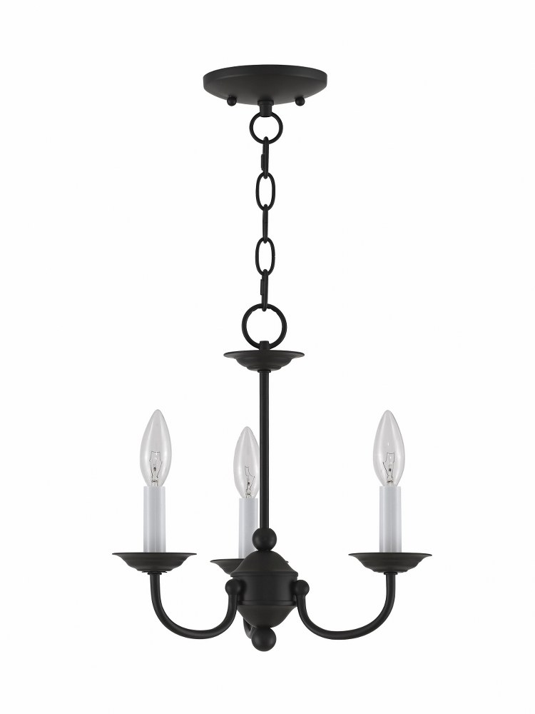 Livex Lighting-4153-04-Home Basics - 3 Light Mini Chandelier in Home Basics Style - 14 Inches wide by 14 Inches high Black  Black Finish