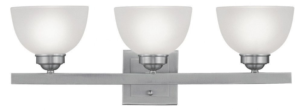 Livex Lighting-4203-91-Somerset - 3 Light Bath Vanity in Somerset Style - 24.75 Inches wide by 9 Inches high Brushed Nickel Finish with Satin Glass