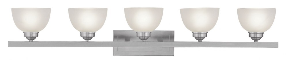 Livex Lighting-4205-91-Somerset - 5 Light Bath Vanity in Somerset Style - 48 Inches wide by 9 Inches high Brushed Nickel Finish with Satin Glass