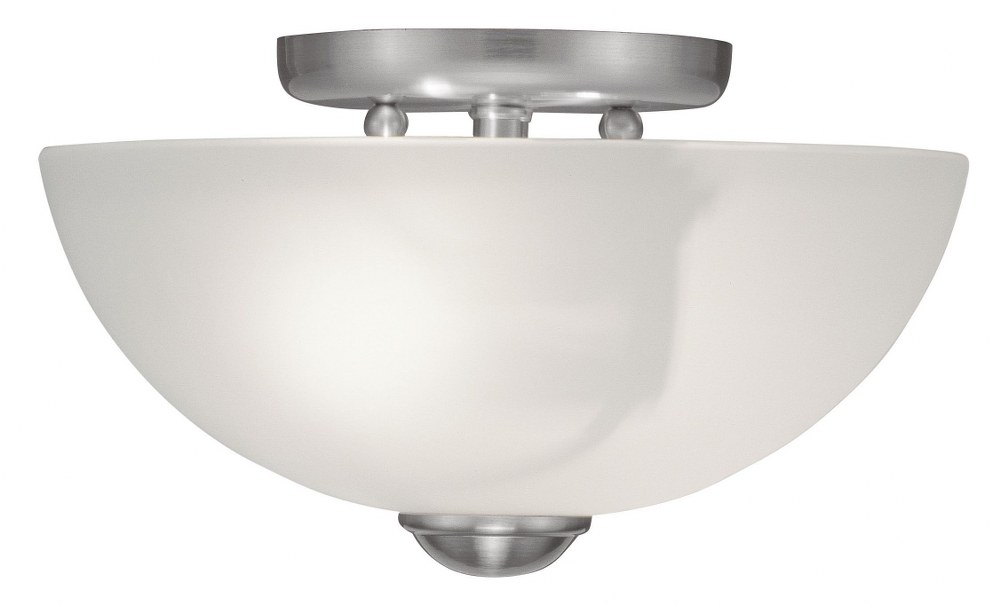 Livex Lighting-4206-91-Somerset - 2 Light Flush Mount in Somerset Style - 11 Inches wide by 6.25 Inches high   Brushed Nickel Finish with Satin Glass