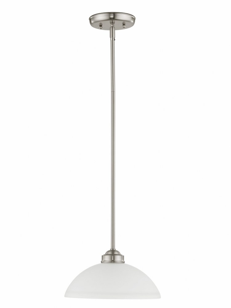 Livex Lighting-4211-91-Somerset - 1 Light Pendant in Somerset Style - 11 Inches wide by 8 Inches high   Brushed Nickel Finish with Satin Glass