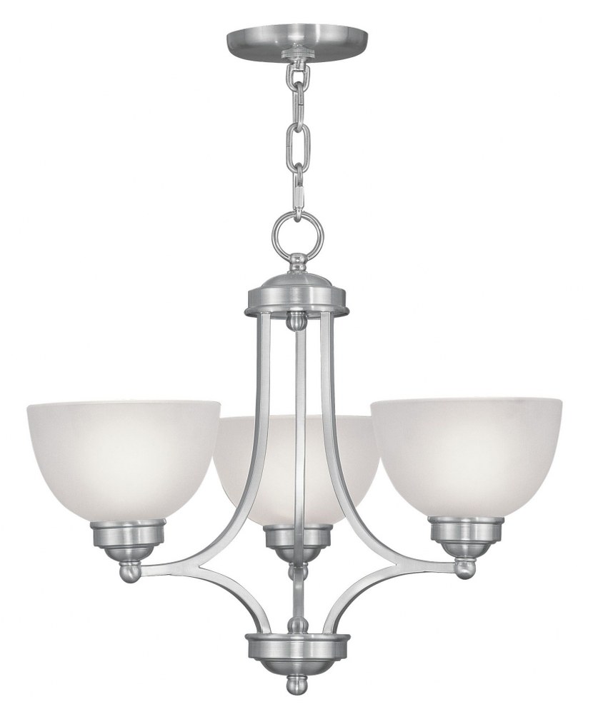 Livex Lighting-4213-91-Somerset - 3 Light Chandelier in Somerset Style - 20 Inches wide by 18 Inches high   Brushed Nickel Finish with Satin Glass