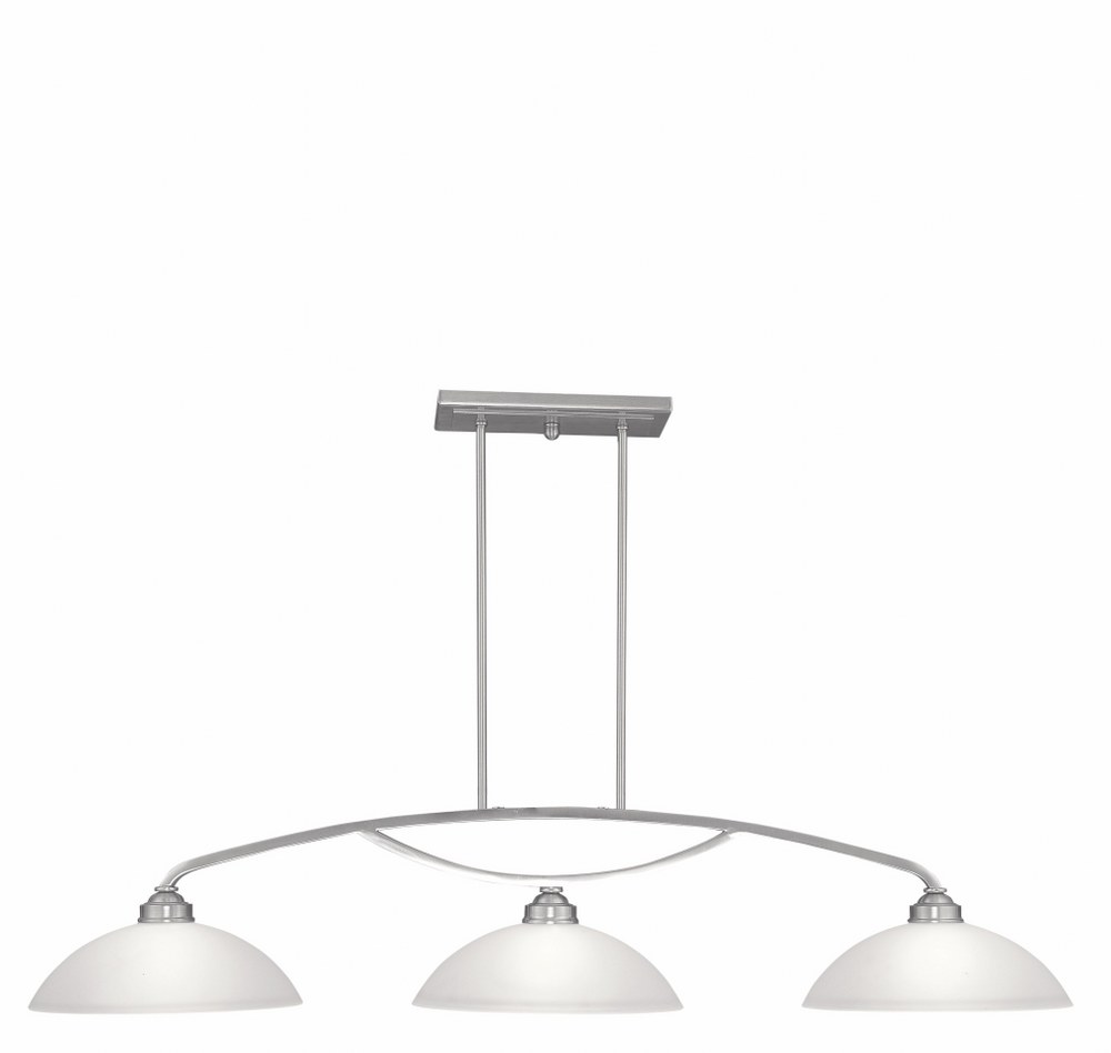 Livex Lighting-4224-91-Somerset - 3 Light Billiard/Island in Somerset Style - 13 Inches wide by 11.25 Inches high   Brushed Nickel Finish with Satin Glass