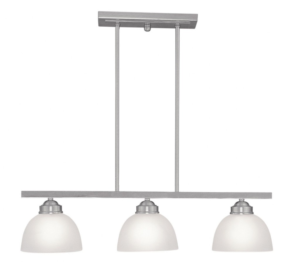 Livex Lighting-4226-91-Somerset - 3 Light Island in Somerset Style - 6.5 Inches wide by 14.25 Inches high Brushed Nickel  Brushed Nickel Finish with Satin Glass