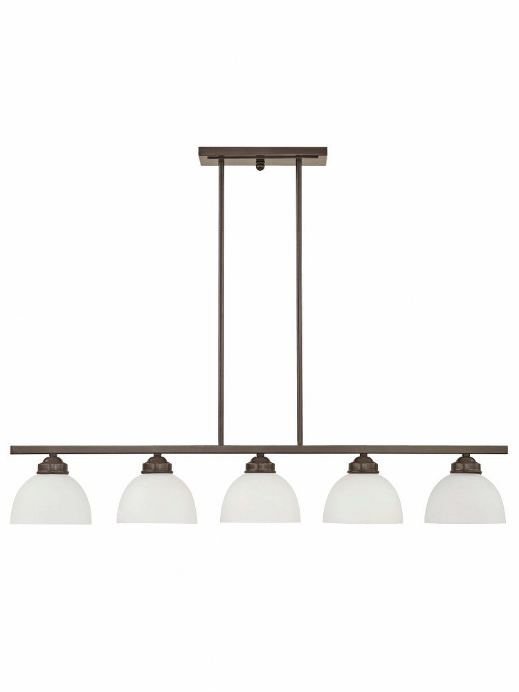 Livex Lighting-4227-92-Somerset - 5 Light Island in Somerset Style - 6.5 Inches wide by 14.25 Inches high English Bronze  Brushed Nickel Finish with Satin Glass