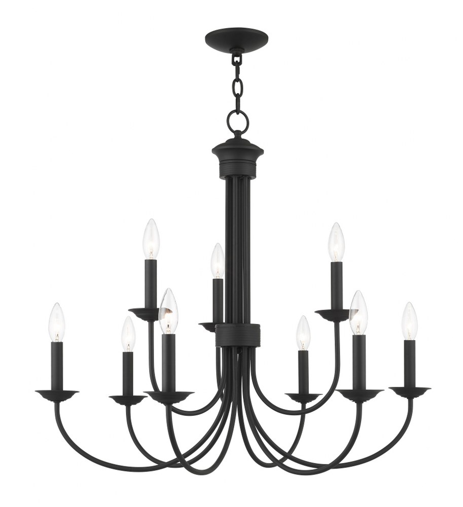 Livex Lighting-42687-04-Estate - 9 Light Chandelier in Estate Style - 30 Inches wide by 27 Inches high   Black Finish