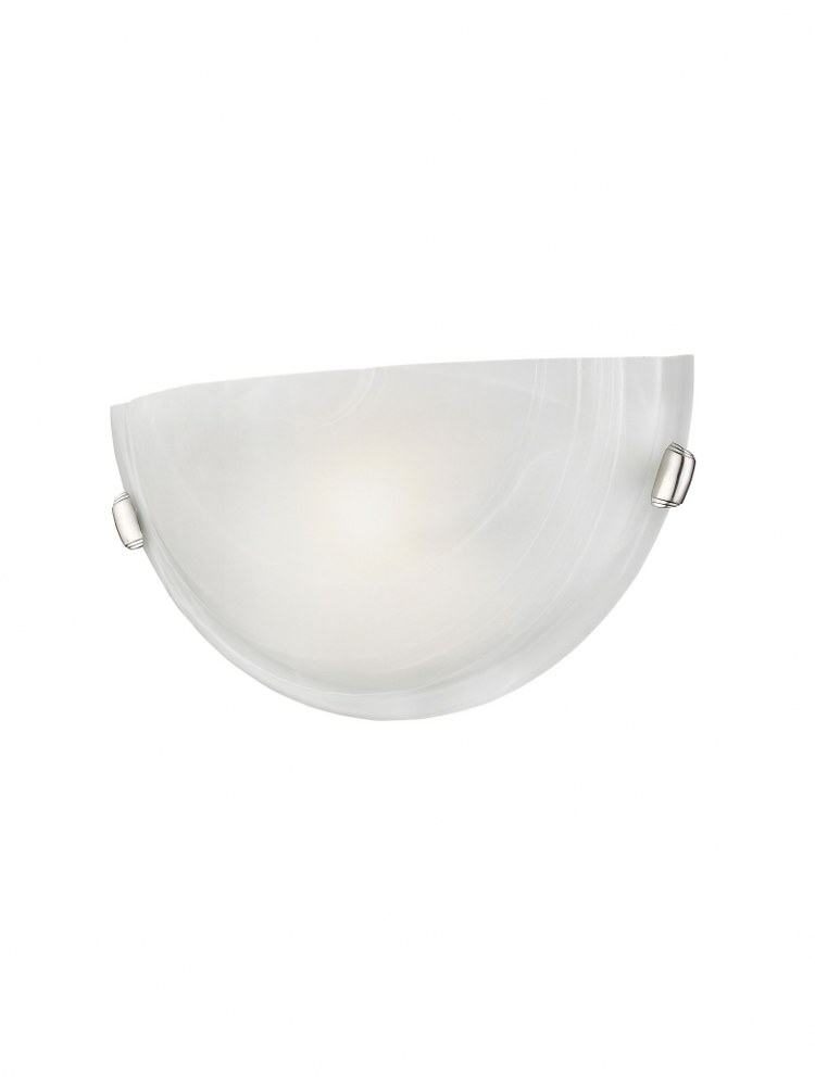 Livex Lighting-4278-91-Oasis - 1 Light Wall Sconce in Oasis Style - 16 Inches wide by 8 Inches high   Brushed Nickel Finish with White Alabaster Glass