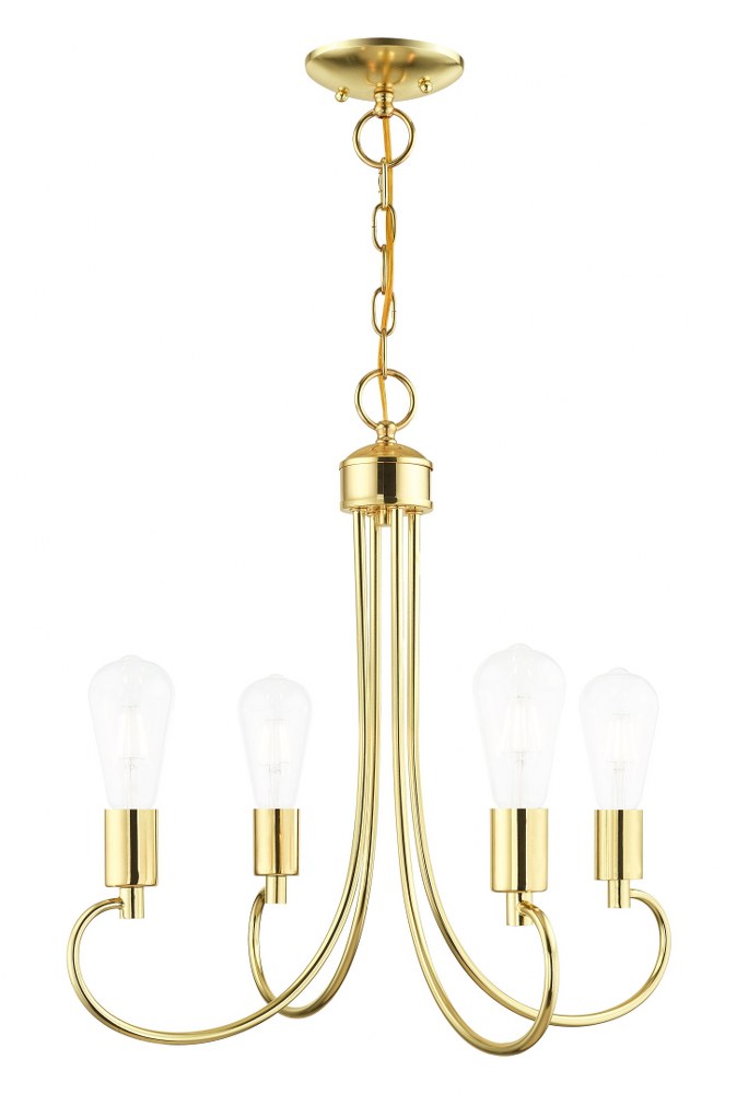 Livex Lighting-42924-02-Bari - 4 Light Chandelier in Bari Style - 20 Inches wide by 20 Inches high   Polished Brass Finish