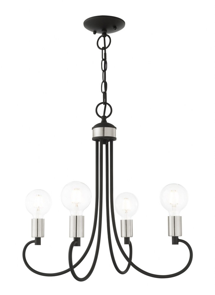 Livex Lighting-42924-04-Bari - 4 Light Chandelier in Bari Style - 20 Inches wide by 20 Inches high   Black/Brushed Nickel Finish